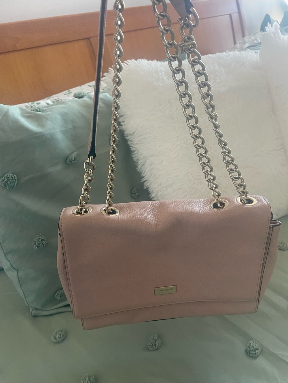 kate spade Blush Pink Pebbled Leather Chain-Handle Shoulder Bag - Picture 2 of 11